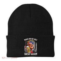 Trump Make 4th Of July Great Again Drinking Beer Funny Beanie thumb 0