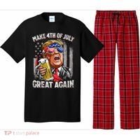 Trump Make 4th Of July Great Again Drinking Beer Funny Pajama Set thumb 0
