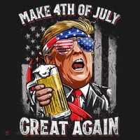 Trump Make 4th Of July Great Again Drinking Beer Funny Women's Hoodie thumb 2