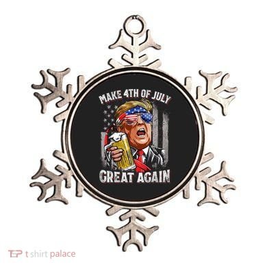 Trump Make 4th Of July Great Again Drinking Beer Funny Ornament