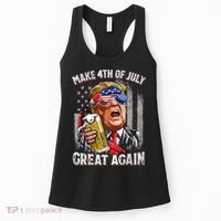 Trump Make 4th Of July Great Again Drinking Beer Funny Women's Tank Top thumb 0