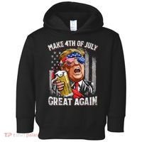 Trump Make 4th Of July Great Again Drinking Beer Funny Toddler Hoodie thumb 0