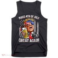 Trump Make 4th Of July Great Again Drinking Beer Funny Tank Top thumb 0