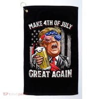 Trump Make 4th Of July Great Again Drinking Beer Funny Golf Towel thumb 0