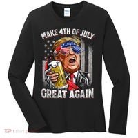 Trump Make 4th Of July Great Again Drinking Beer Funny Women's Long Sleeve Shirt thumb 0