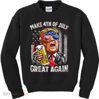 Trump Make 4th Of July Great Again Drinking Beer Funny Kids Sweatshirt thumb 0