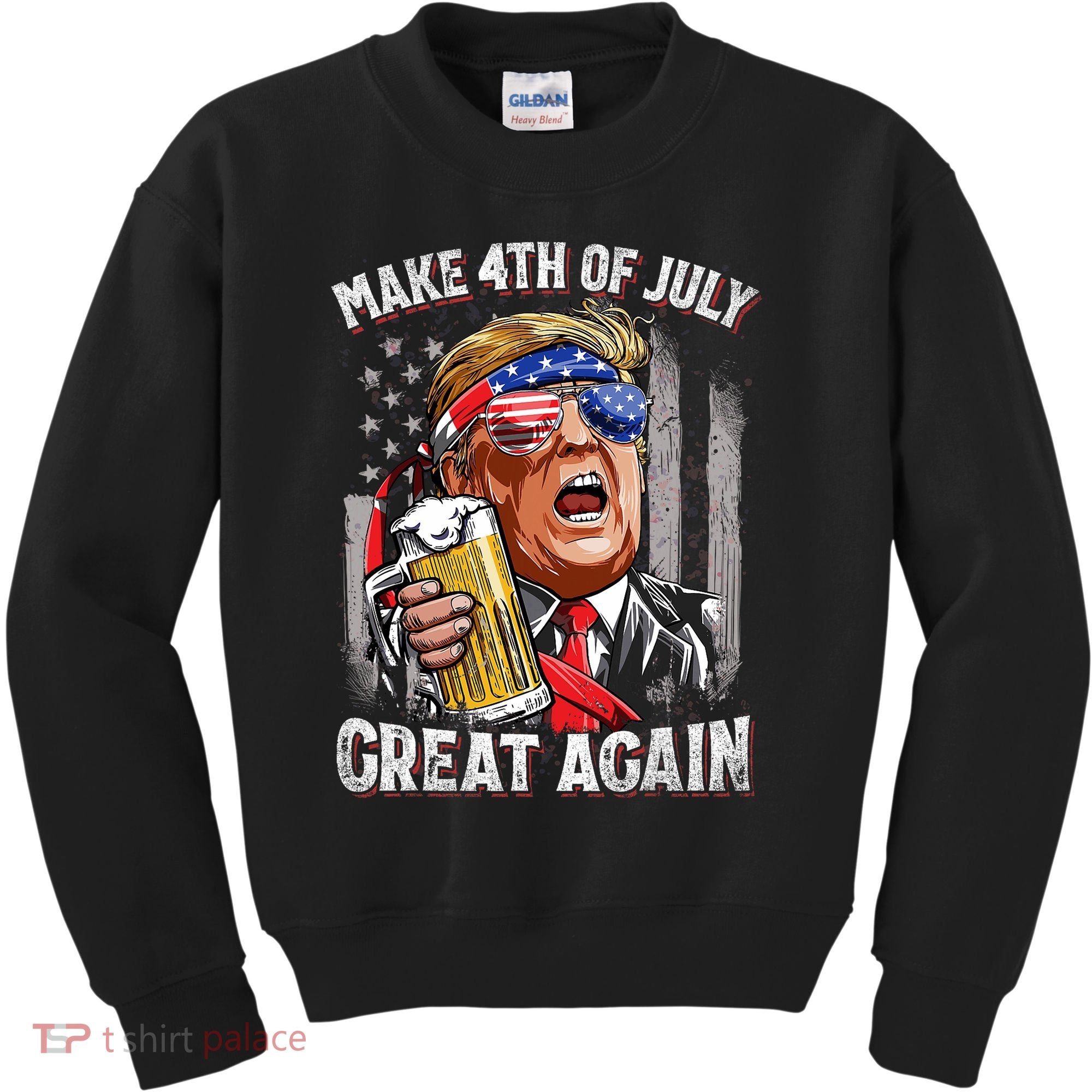 Trump Make 4th Of July Great Again Drinking Beer Funny Kids Sweatshirt