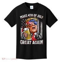 Trump Make 4th Of July Great Again Drinking Beer Funny Kids T-Shirt thumb 0