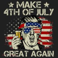 Trump Make 4th of July Great Again Merica Beer Drinking Women's Sweatshirt thumb 2