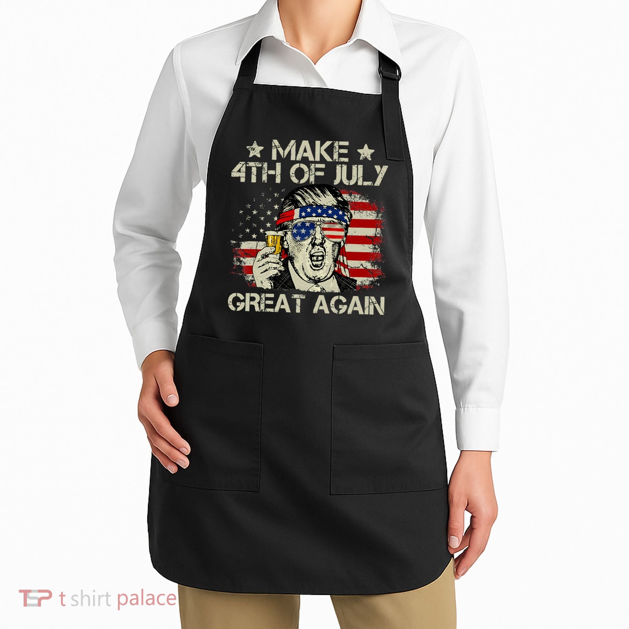 Trump Make 4th of July Great Again Merica Beer Drinking Apron