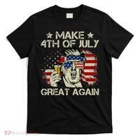 Trump Make 4th of July Great Again Merica Beer Drinking T-Shirt thumb 0