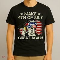 Trump Make 4th of July Great Again Merica Beer Drinking T-Shirt thumb 3