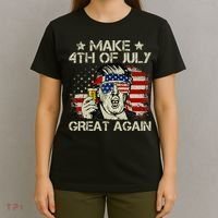 Trump Make 4th of July Great Again Merica Beer Drinking T-Shirt thumb 4