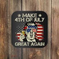Trump Make 4th of July Great Again Merica Beer Drinking Coaster thumb 0
