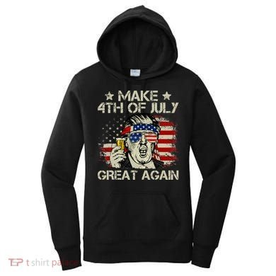 Trump Make 4th of July Great Again Merica Beer Drinking Women's Hoodie