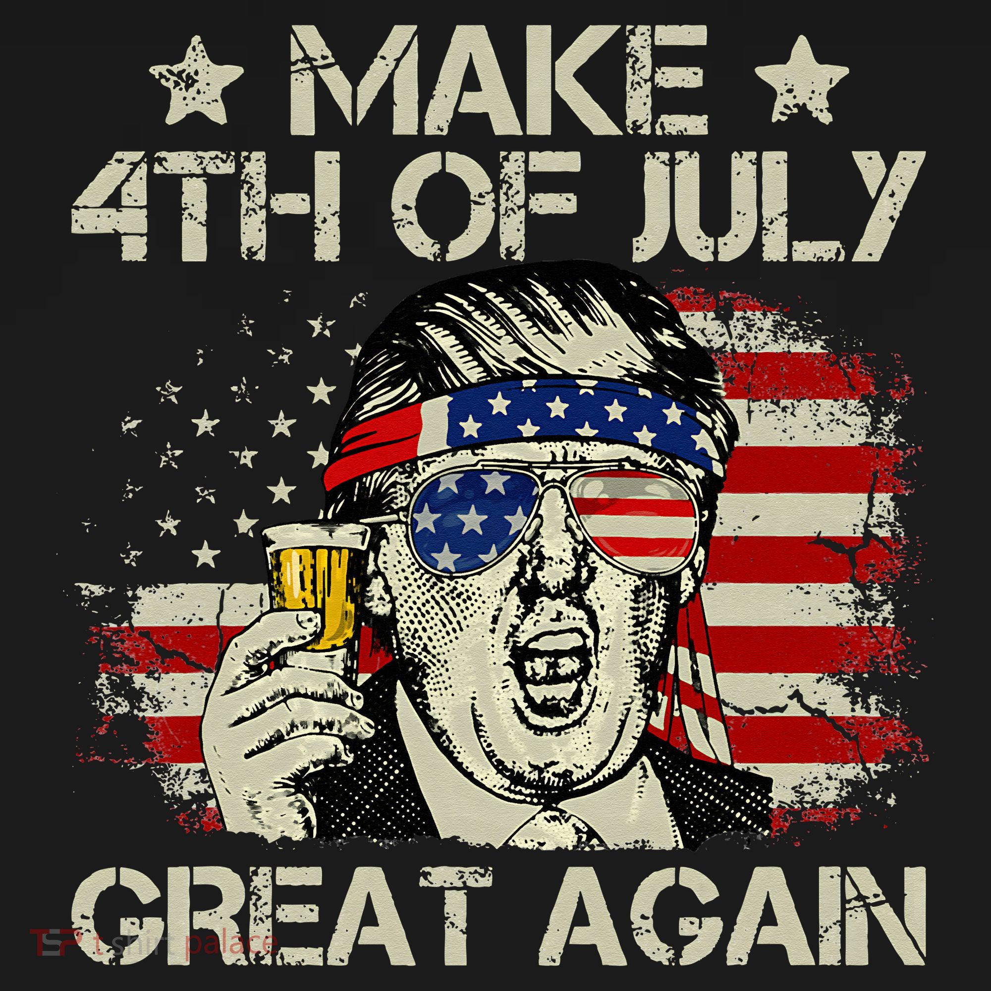 Trump Make 4th of July Great Again Merica Beer Drinking Mousepad