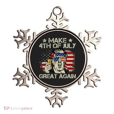 Trump Make 4th of July Great Again Merica Beer Drinking Ornament