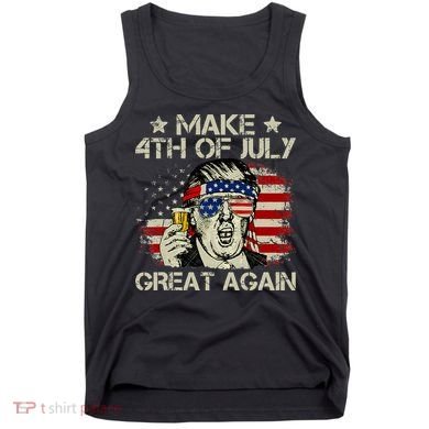 Trump Make 4th of July Great Again Merica Beer Drinking Tank Top