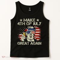 Trump Make 4th of July Great Again Merica Beer Drinking Tank Top thumb 2