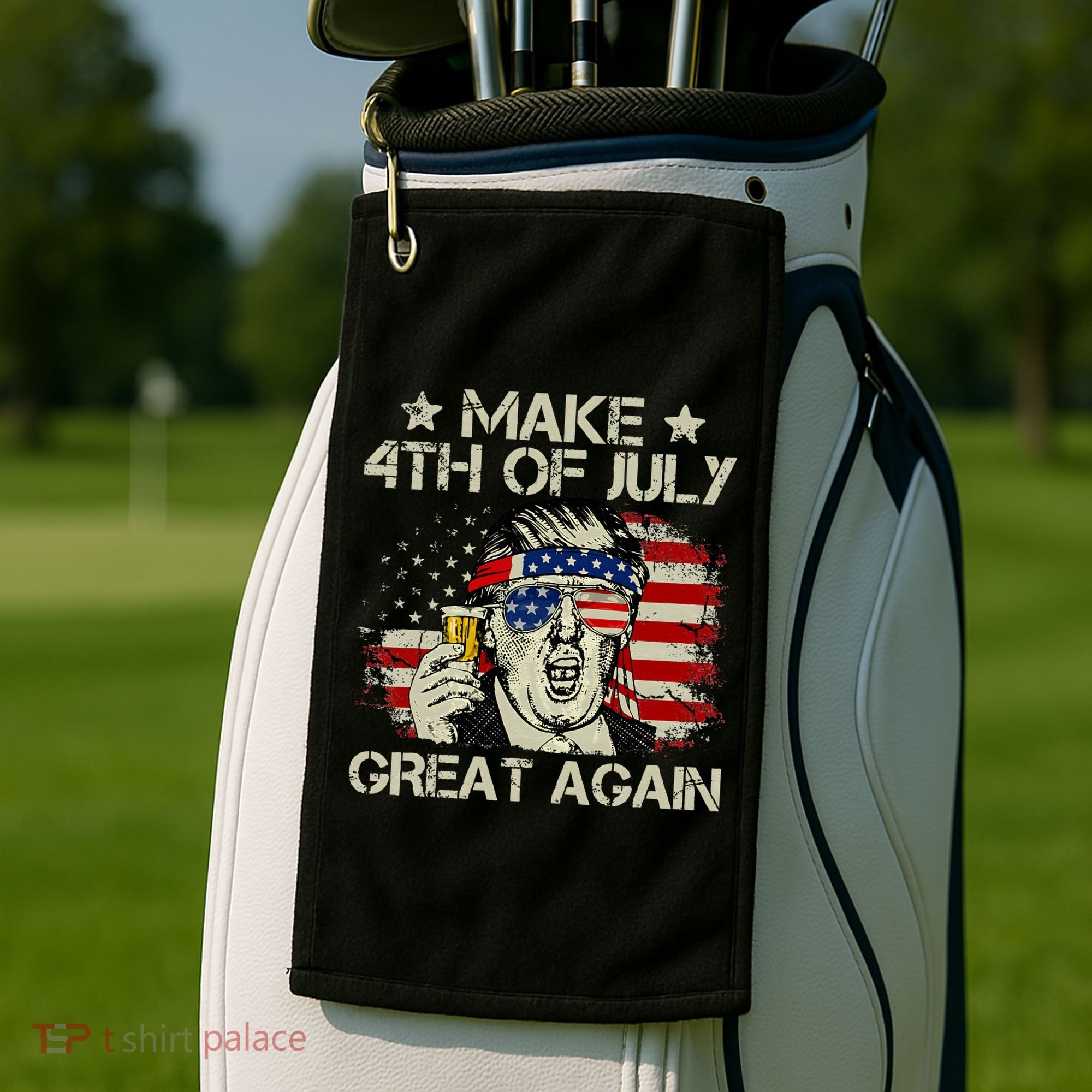 Trump Make 4th of July Great Again Merica Beer Drinking Golf Towel