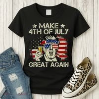 Trump Make 4th of July Great Again Merica Beer Drinking Women's T-Shirt thumb 3