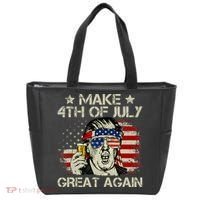 Trump Make 4th of July Great Again Merica Beer Drinking Tote Bag thumb 0