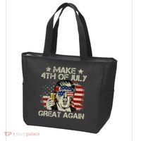 Trump Make 4th of July Great Again Merica Beer Drinking Tote Bag thumb 3