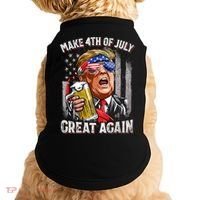 Trump Make 4th Of July Great Again Drinking Beer Funny Doggie Tank thumb 0