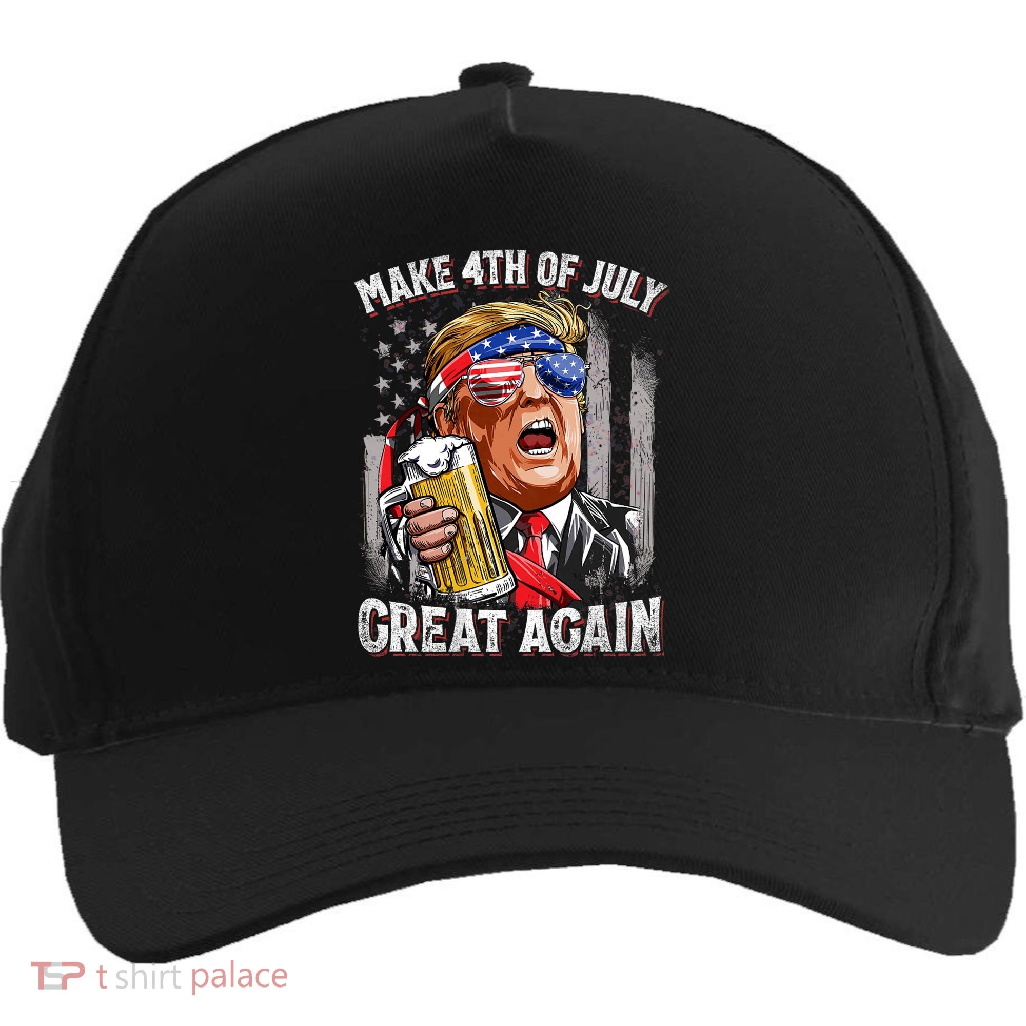 Trump Make 4th Of July Great Again Drinking Beer Funny Five-Panel Snapback Cap