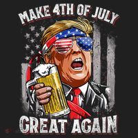 Trump Make 4th Of July Great Again Drinking Beer Funny Five-Panel Snapback Cap thumb 2