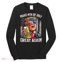 Trump Make 4th Of July Great Again Drinking Beer Funny Long Sleeve Shirt thumb 0