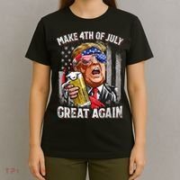 Trump Make 4th Of July Great Again Drinking Beer Funny T-Shirt thumb 4