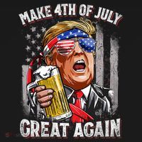 Trump Make 4th Of July Great Again Drinking Beer Funny Women's Hoodie thumb 2
