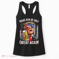 Trump Make 4th Of July Great Again Drinking Beer Funny Women's Tank Top thumb 0
