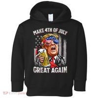 Trump Make 4th Of July Great Again Drinking Beer Funny Toddler Hoodie thumb 0