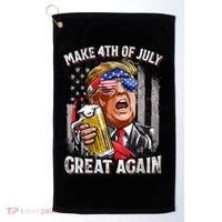 Trump Make 4th Of July Great Again Drinking Beer Funny Golf Towel thumb 0