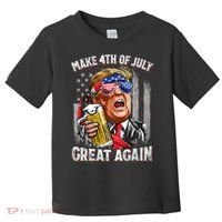 Trump Make 4th Of July Great Again Drinking Beer Funny Toddler T-Shirt thumb 0