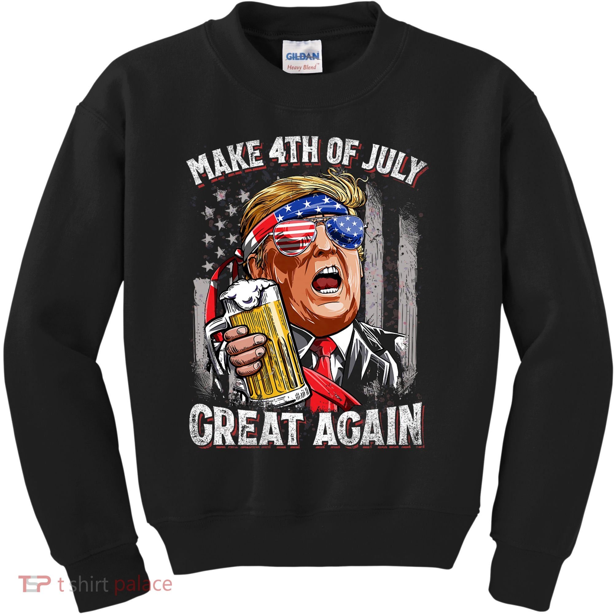 Trump Make 4th Of July Great Again Drinking Beer Funny Kids Sweatshirt