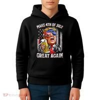 Trump Make 4th Of July Great Again Drinking Beer Funny Kids Hoodie thumb 4