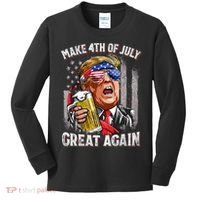 Trump Make 4th Of July Great Again Drinking Beer Funny Kids Long Sleeve Shirt thumb 0