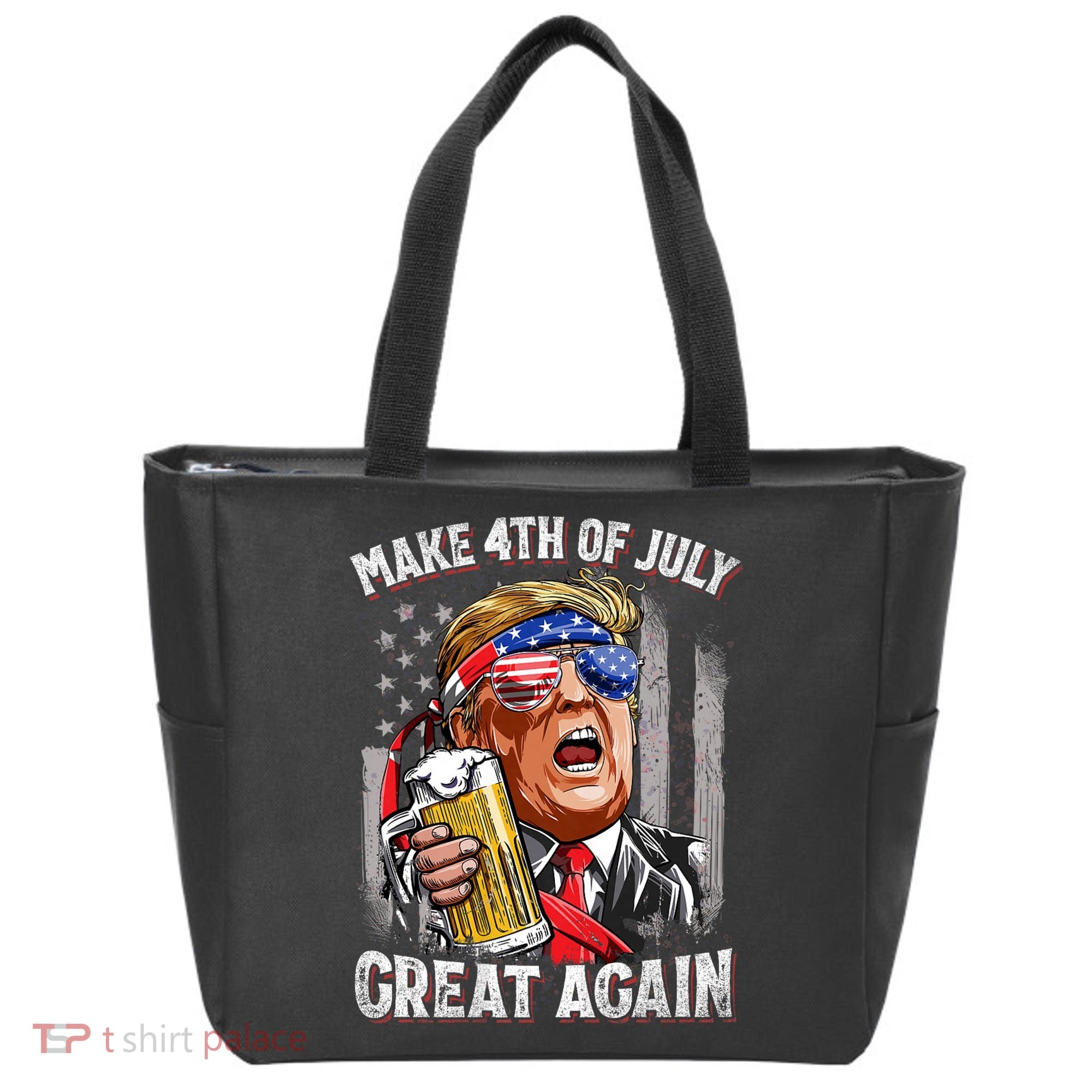 Trump Make 4th Of July Great Again Drinking Beer Funny Tote Bag