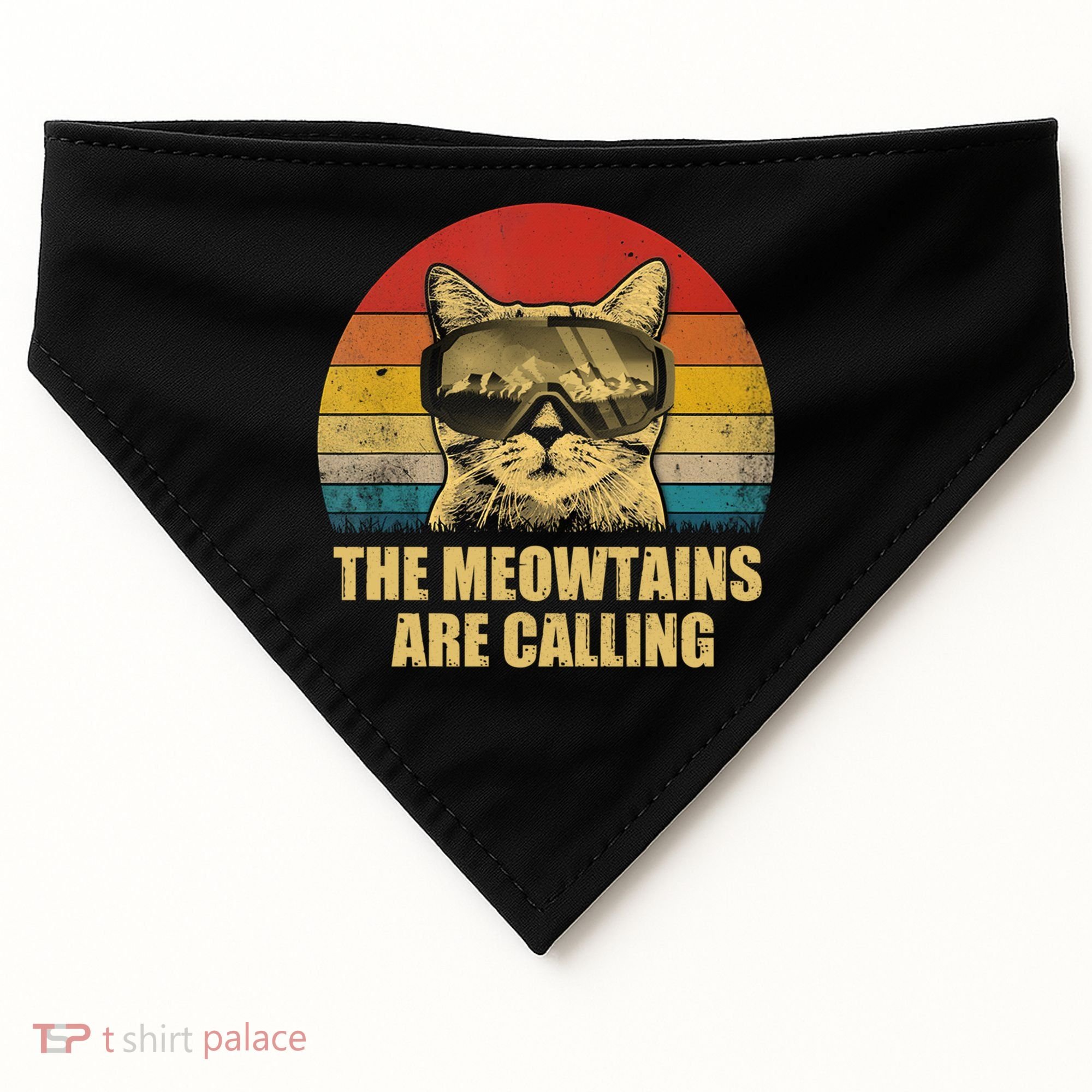 The Meowtains Are Calling Funny Cat Ski Snowboard Goggles Gift USA-Made Doggie Bandana