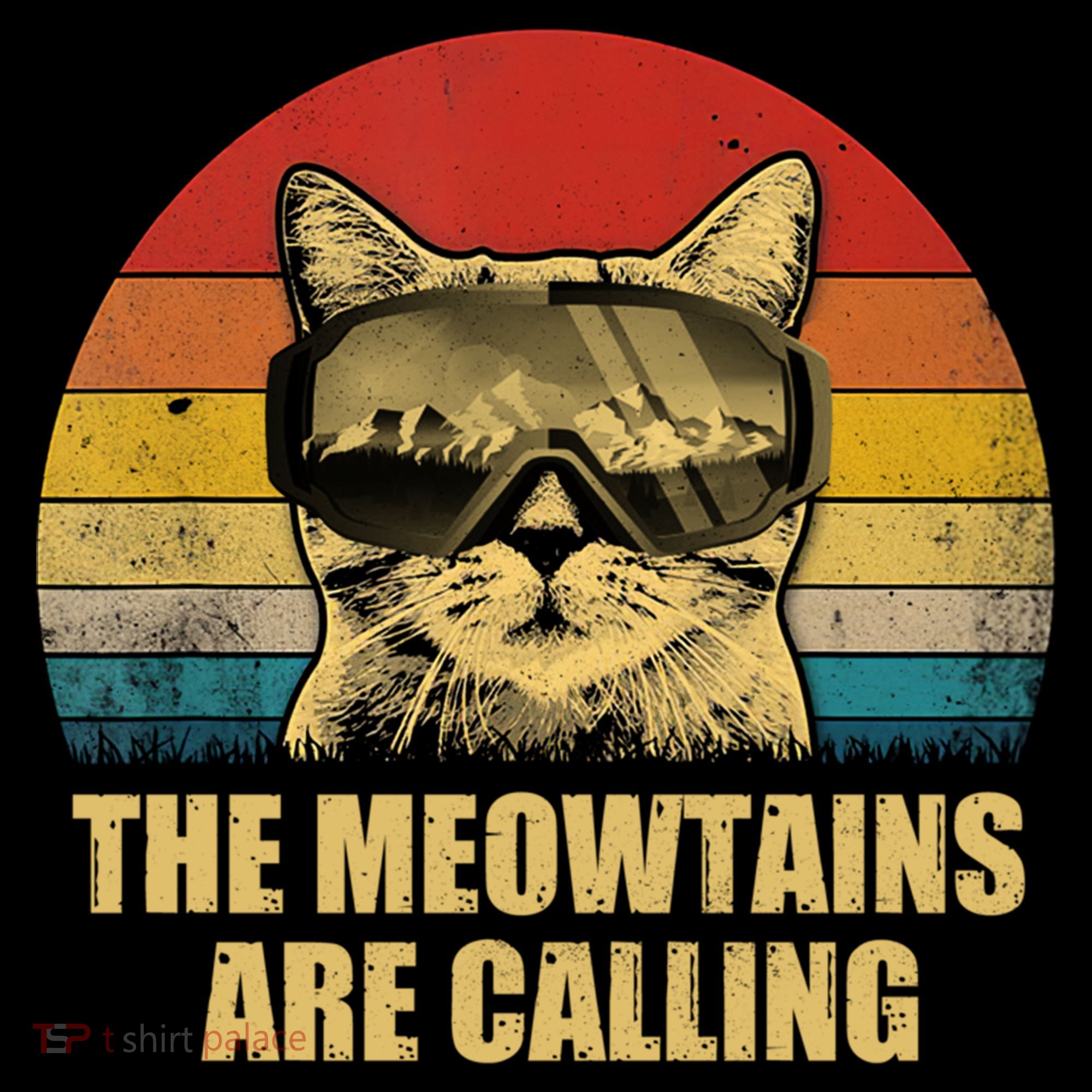 The Meowtains Are Calling Funny Cat Ski Snowboard Goggles Gift Coffee Mug