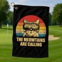 The Meowtains Are Calling Funny Cat Ski Snowboard Goggles Gift Golf Towel thumb 1
