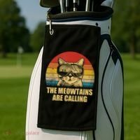The Meowtains Are Calling Funny Cat Ski Snowboard Goggles Gift Golf Towel thumb 2