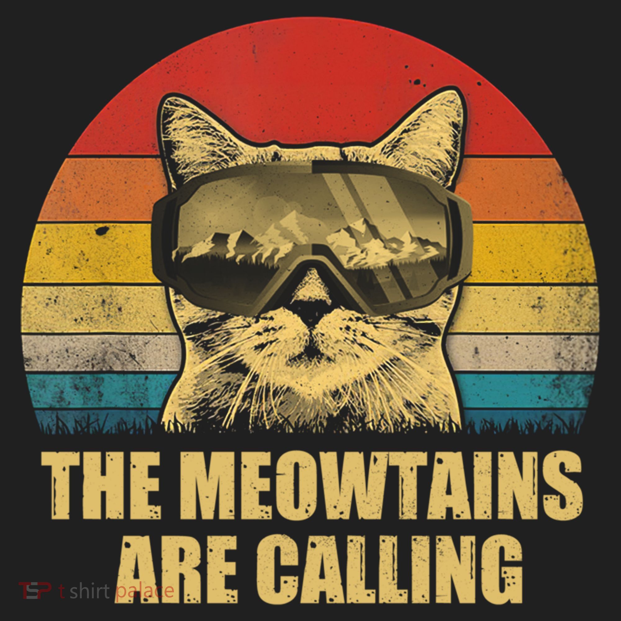 The Meowtains Are Calling Funny Cat Ski Snowboard Goggles Gift Golf Towel