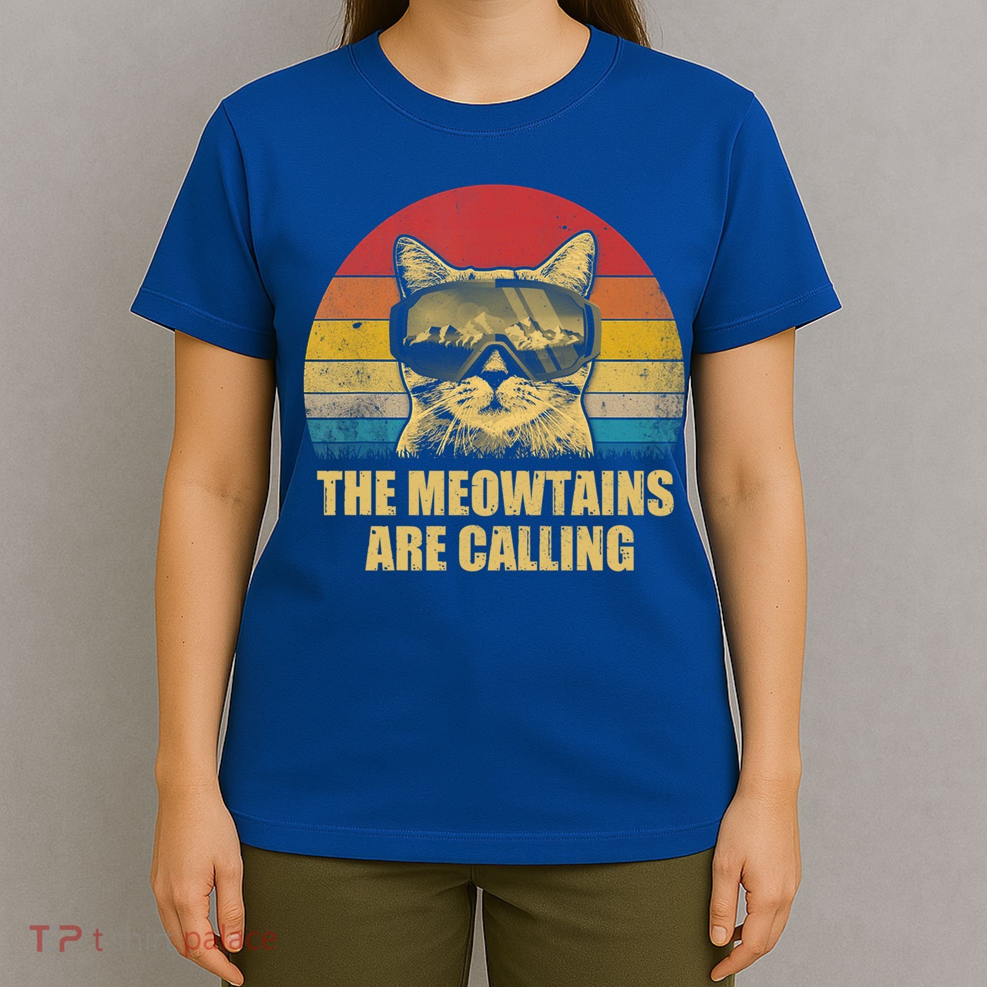 The Meowtains Are Calling Funny Cat Ski Snowboard Goggles Gift T-Shirt