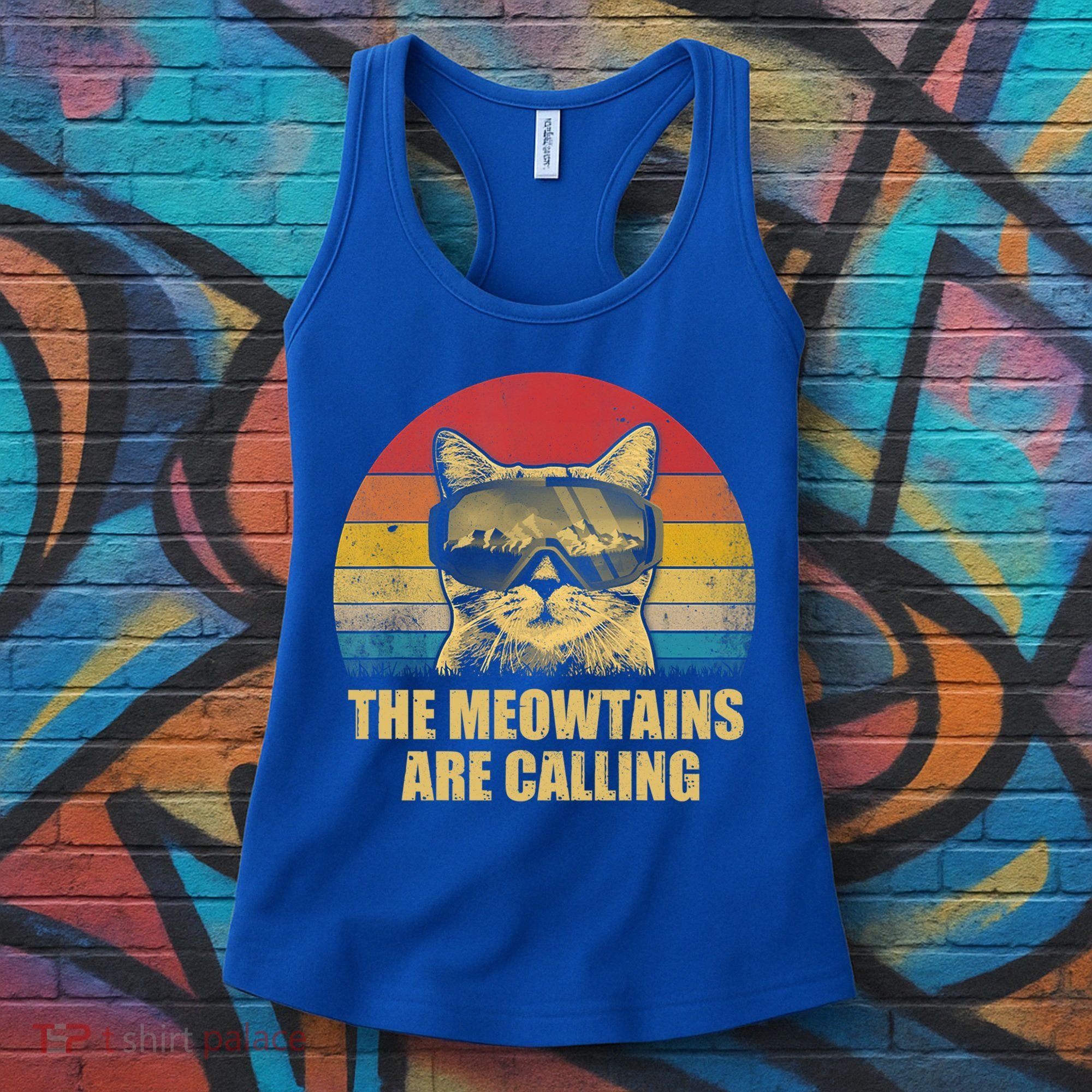 The Meowtains Are Calling Funny Cat Ski Snowboard Goggles Gift Women's Tank Top