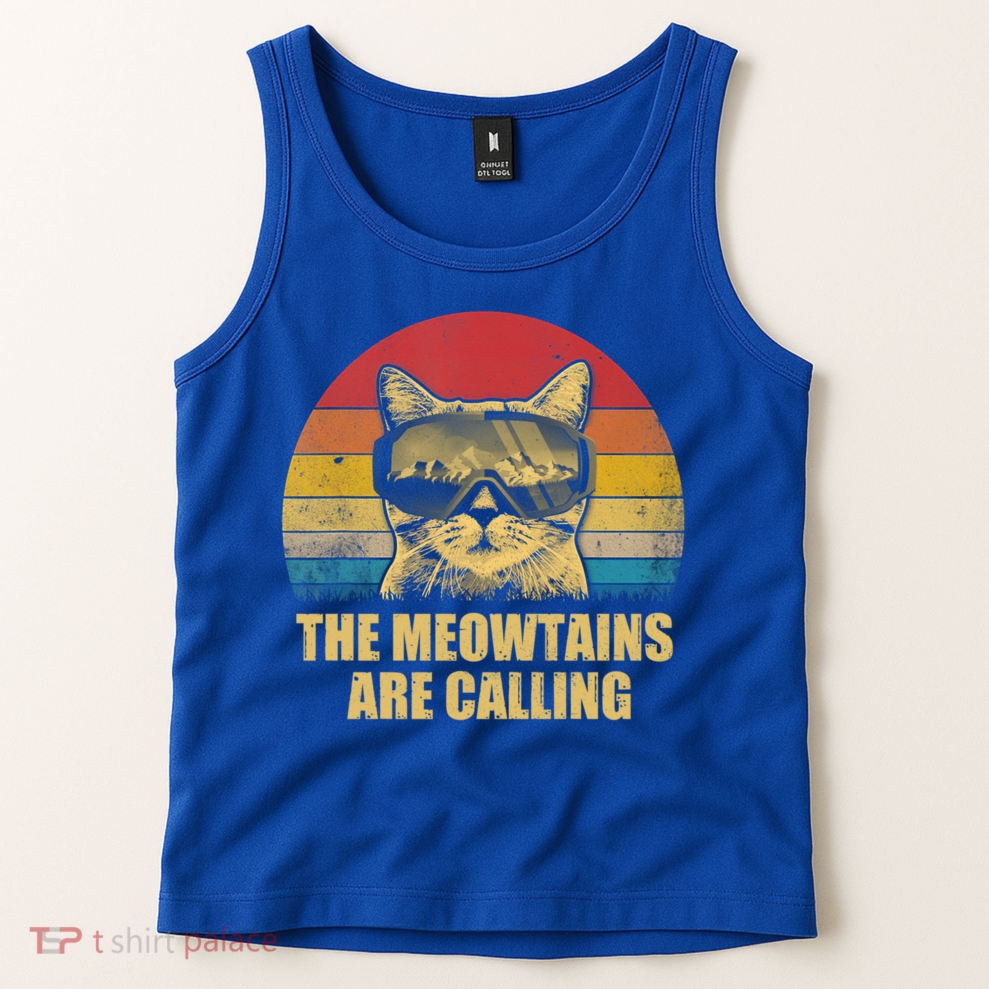 The Meowtains Are Calling Funny Cat Ski Snowboard Goggles Gift Tank Top