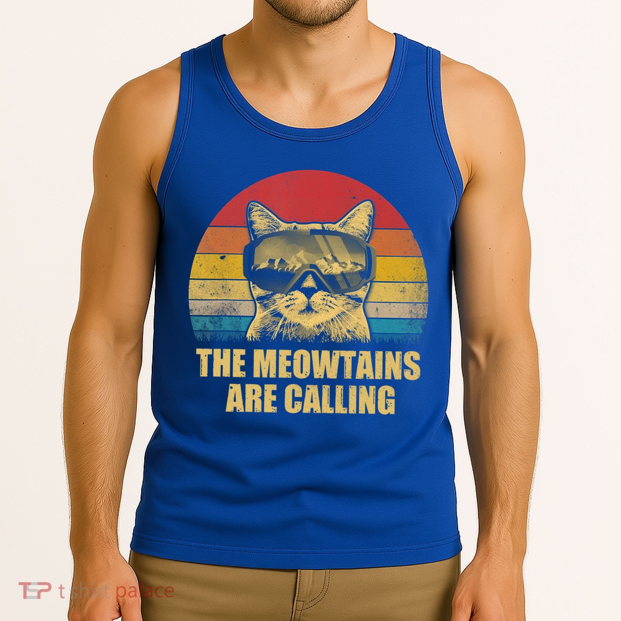 The Meowtains Are Calling Funny Cat Ski Snowboard Goggles Gift Tank Top